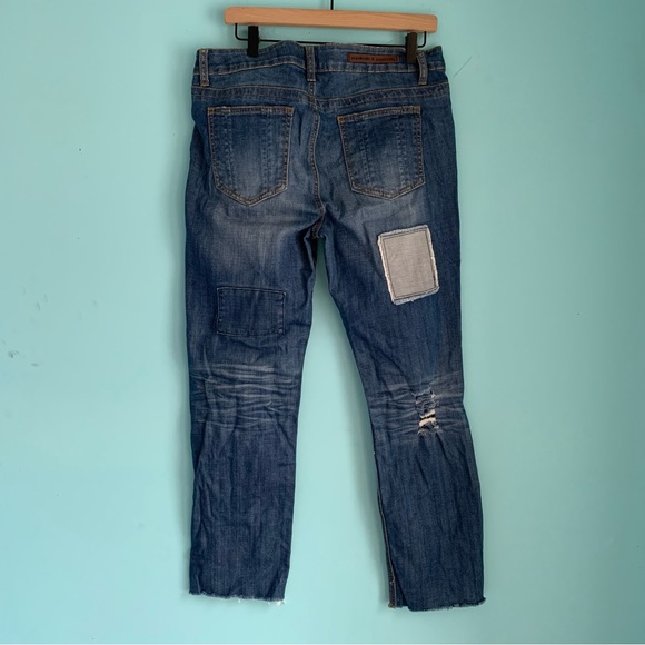 Modcloth Standard & Practices Patched Shredded Stretch Retro Boyfriend Jeans 31 - Picture 6 of 7